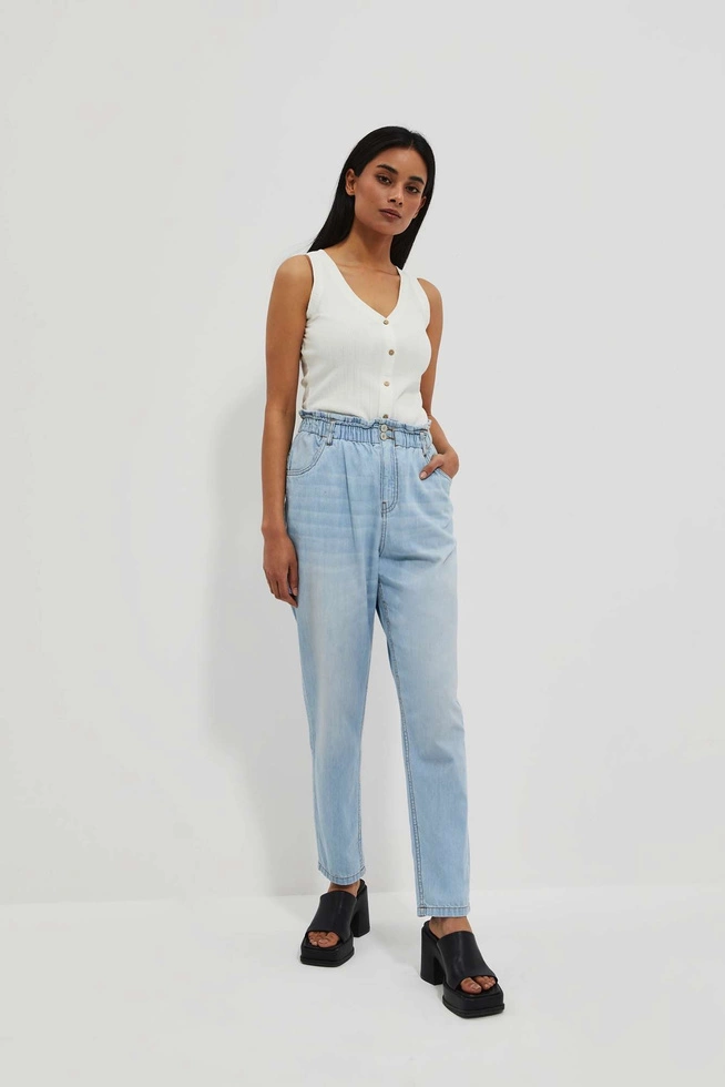 Jeansy paper bag błękitne