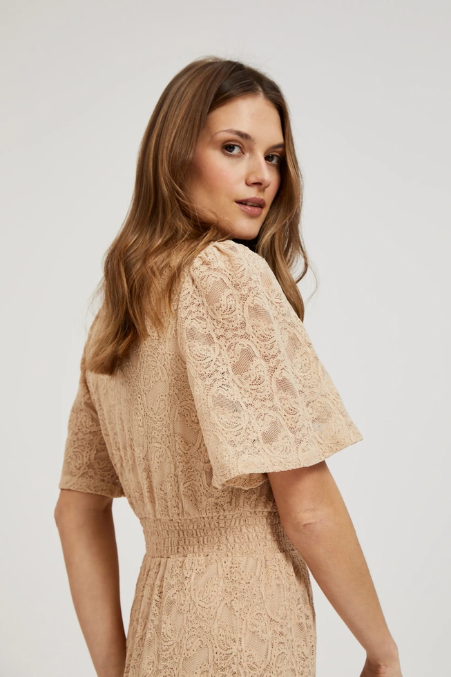Koronkowa sukienka midi beżowa