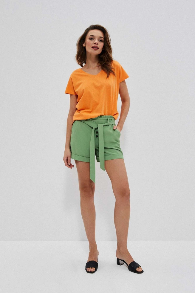 Gładkie szorty z wiązaniem malachitowe