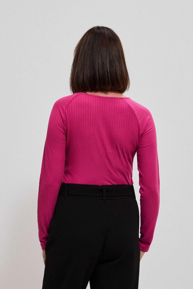Bluzka z prążkowanej dzianiny fuksjowa