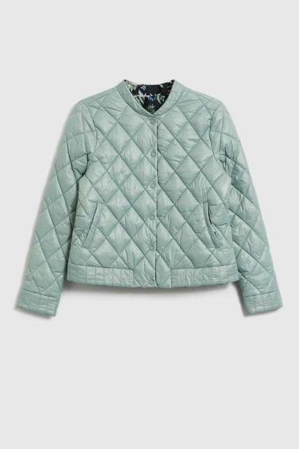 Krótka pikowana kurtka oliwkowa