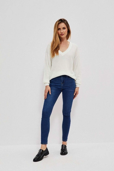 Jeansy skinny ze średnim stanem ciemnoniebieskie