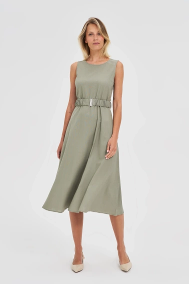 Sukienka z paskiem oliwkowa