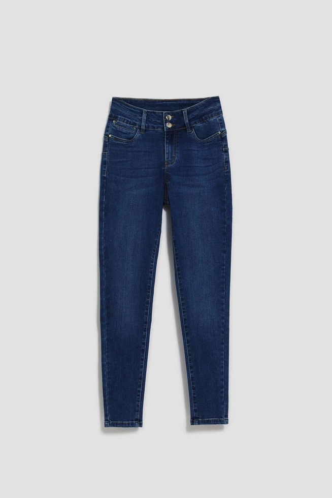 Jeansy skinny z kieszeniami ciemnoniebieskie