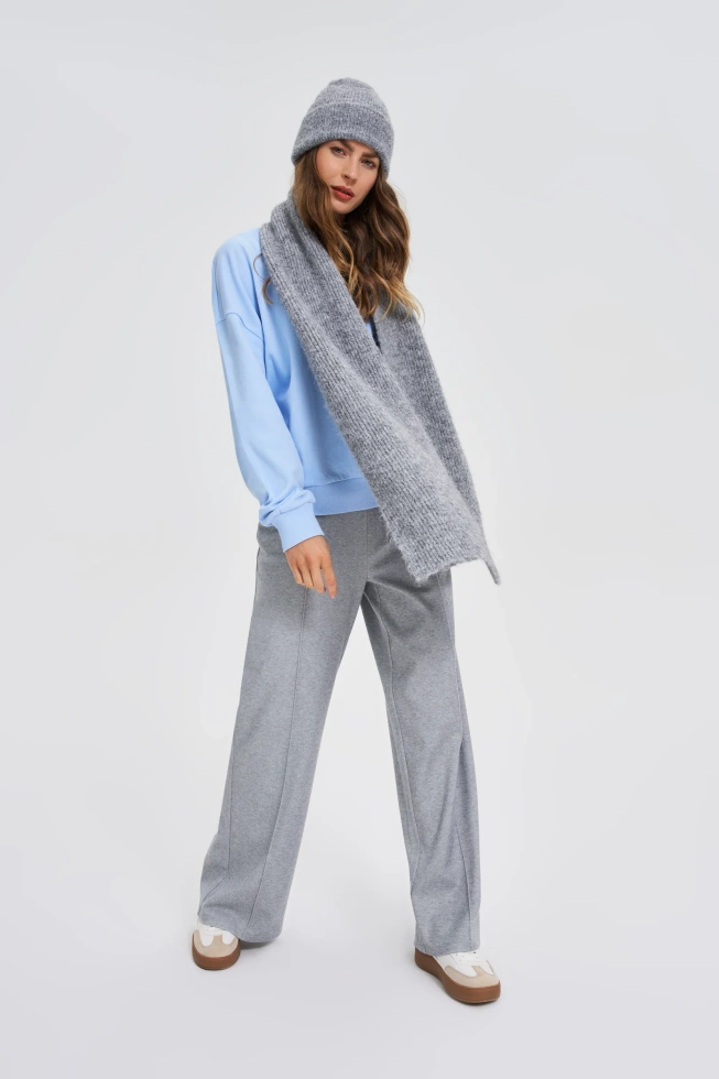 Szal z dodatkiem wełny szary