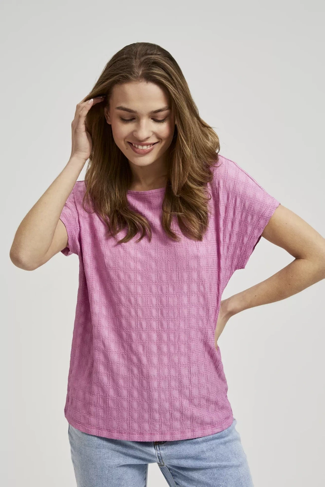 Bluzka różowa z krótkimi rękawami