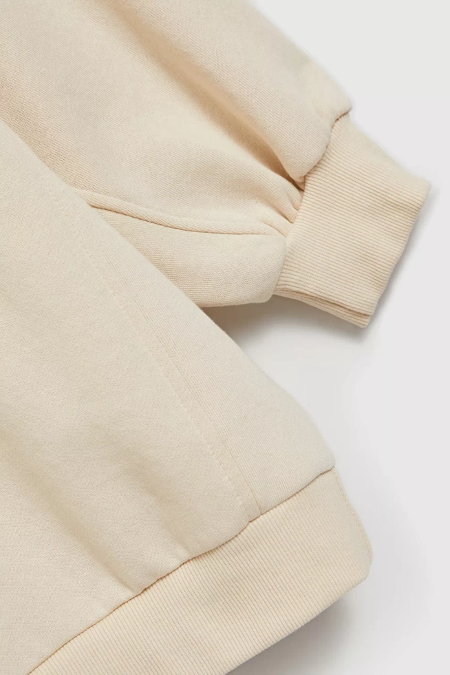 Gładka bluza z rękawami 3/4 beżowa