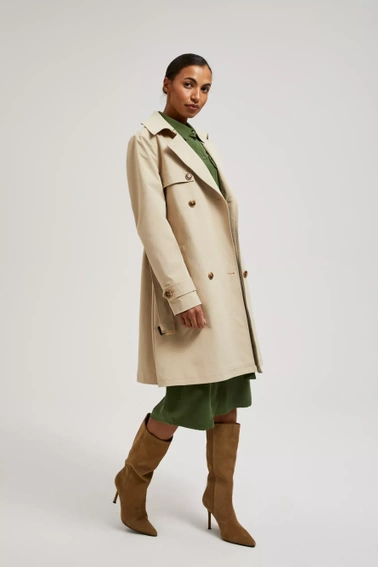 Trencz z paskiem beżowy
