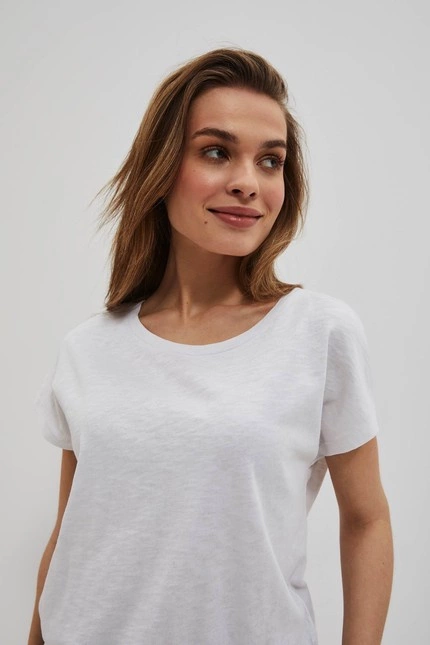 T-shirt z wiązaniem w pasie biały