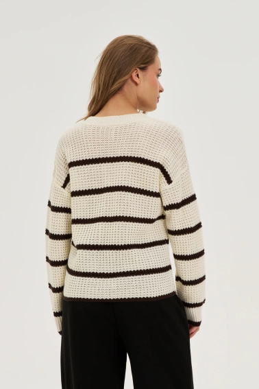 Sweter w paski beżowy