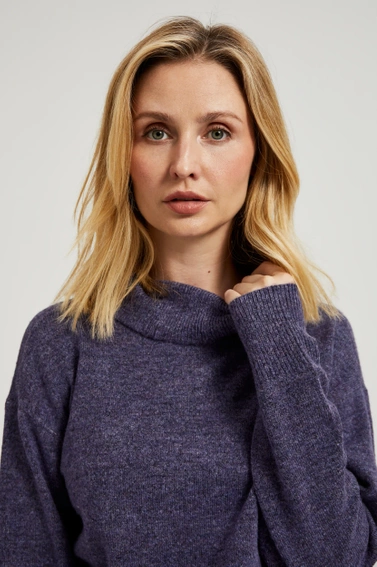 Sweter z golfem i długimi rękawami fioletowy 