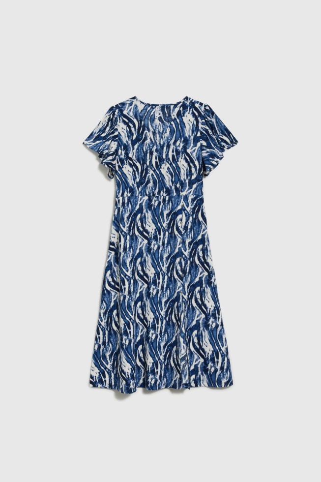 Sukienka midi z krótkimi rękawami niebieska