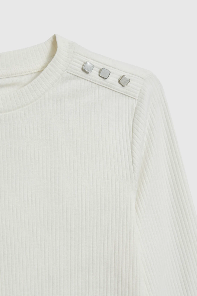 Bawełniana bluzka z długimi rękawami biała