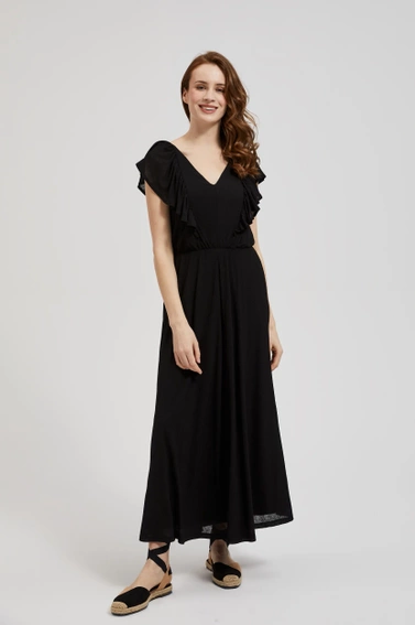 Sukienka z falbanką maxi czarna