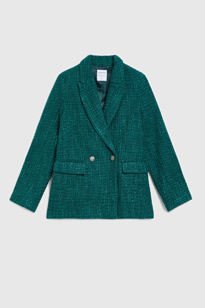 Marynarka w tweedowym stylu szmaragdowa