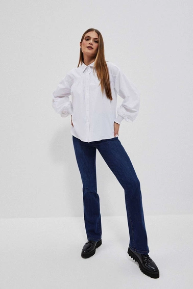 Koszula z bufiastymi rękawami i kołnierzykiem biała