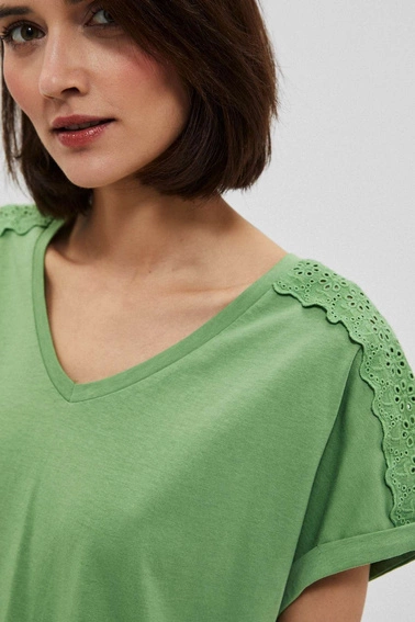 Bawełniana bluzka z wiązaniem malahitowa