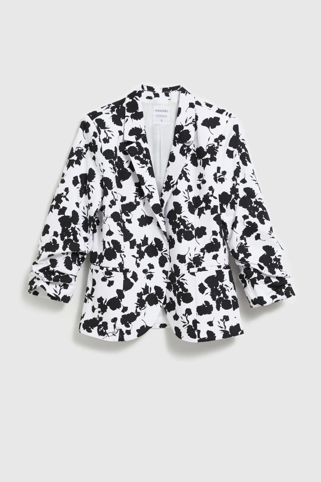 Marynarka z rękawami 3/4 czarno-biała