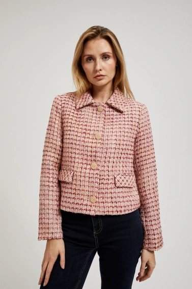 Marynarka zapinana na złote guziki różowa