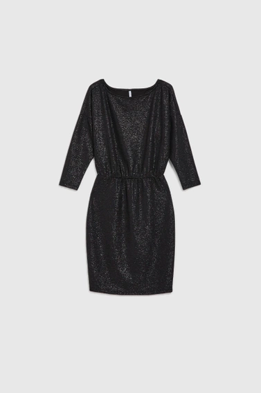 Błyszcząca sukienka o długości przed kolana czarna 