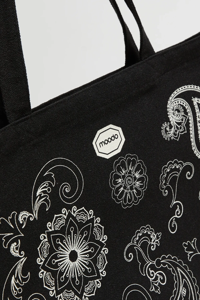 Torba shopper z nadrukiem czarna
